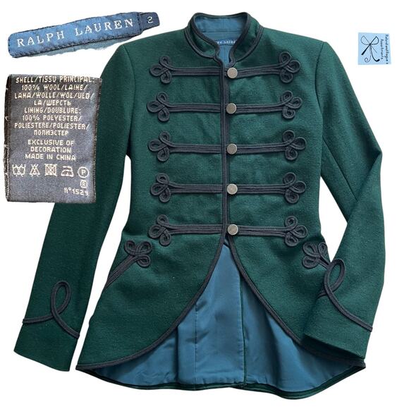Ralph Lauren 100% Wool Unique Equestrian Blazer Sz 2 - Picture 1 of 8